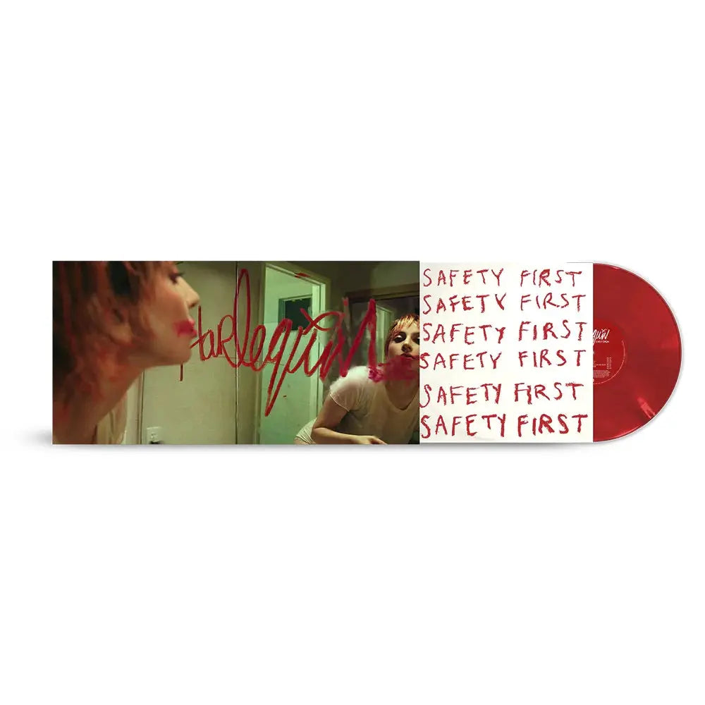 Vinilo rojo opaco de Lady Gaga - Harlequin con imagen de una mujer en un espejo.