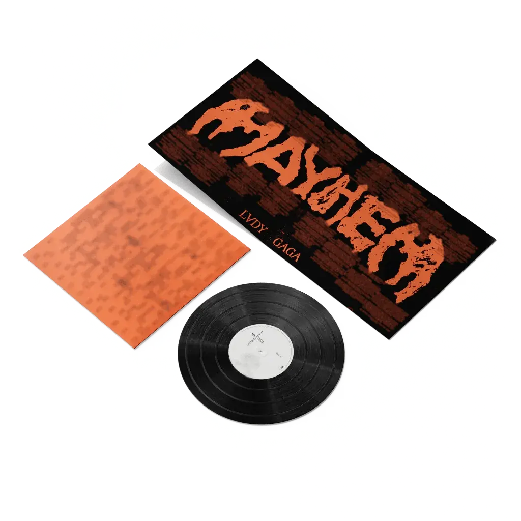 Vinilo estándar de Lady Gaga – MAYHEM con portada y funda naranja.