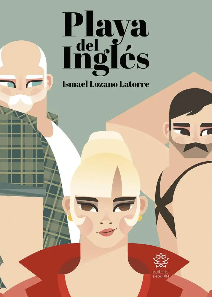 Cubierta de libro con tres personajes ilustrados y el título "Playa del Inglés".