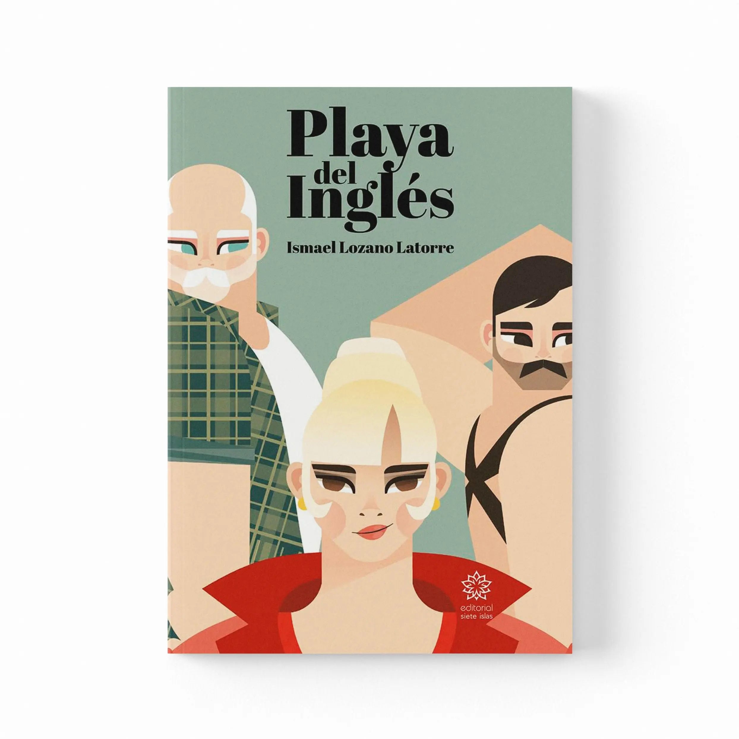 Un libro titulado "Playa del Inglés" con ilustraciones de tres personas en la portada.