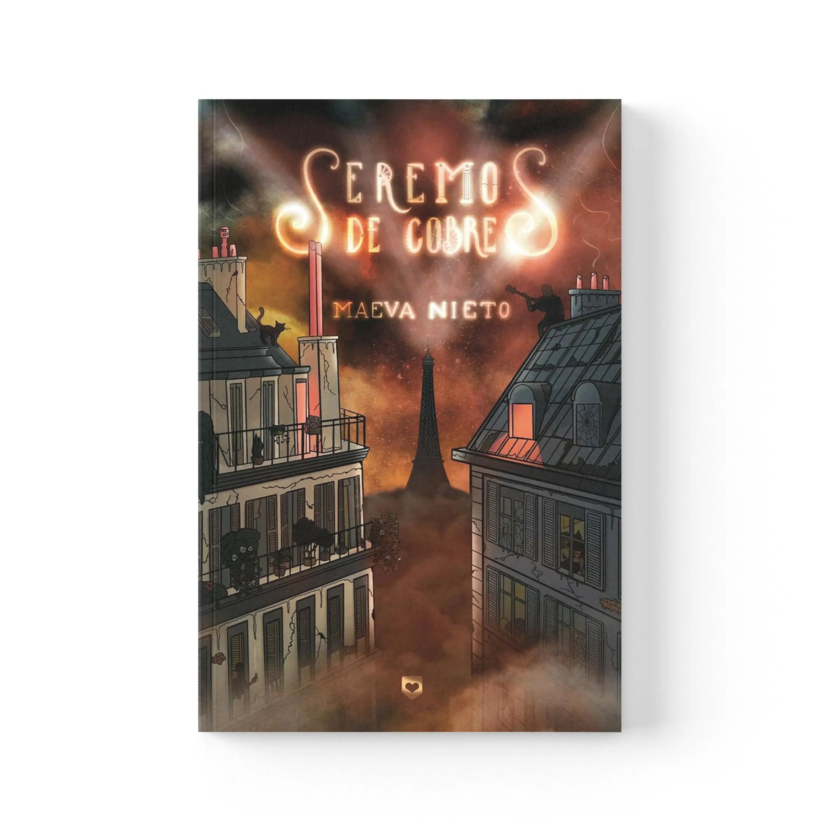 Un libro titulado "Seremos de cobre" con una ilustración de edificios parisinos y la Torre Eiffel.