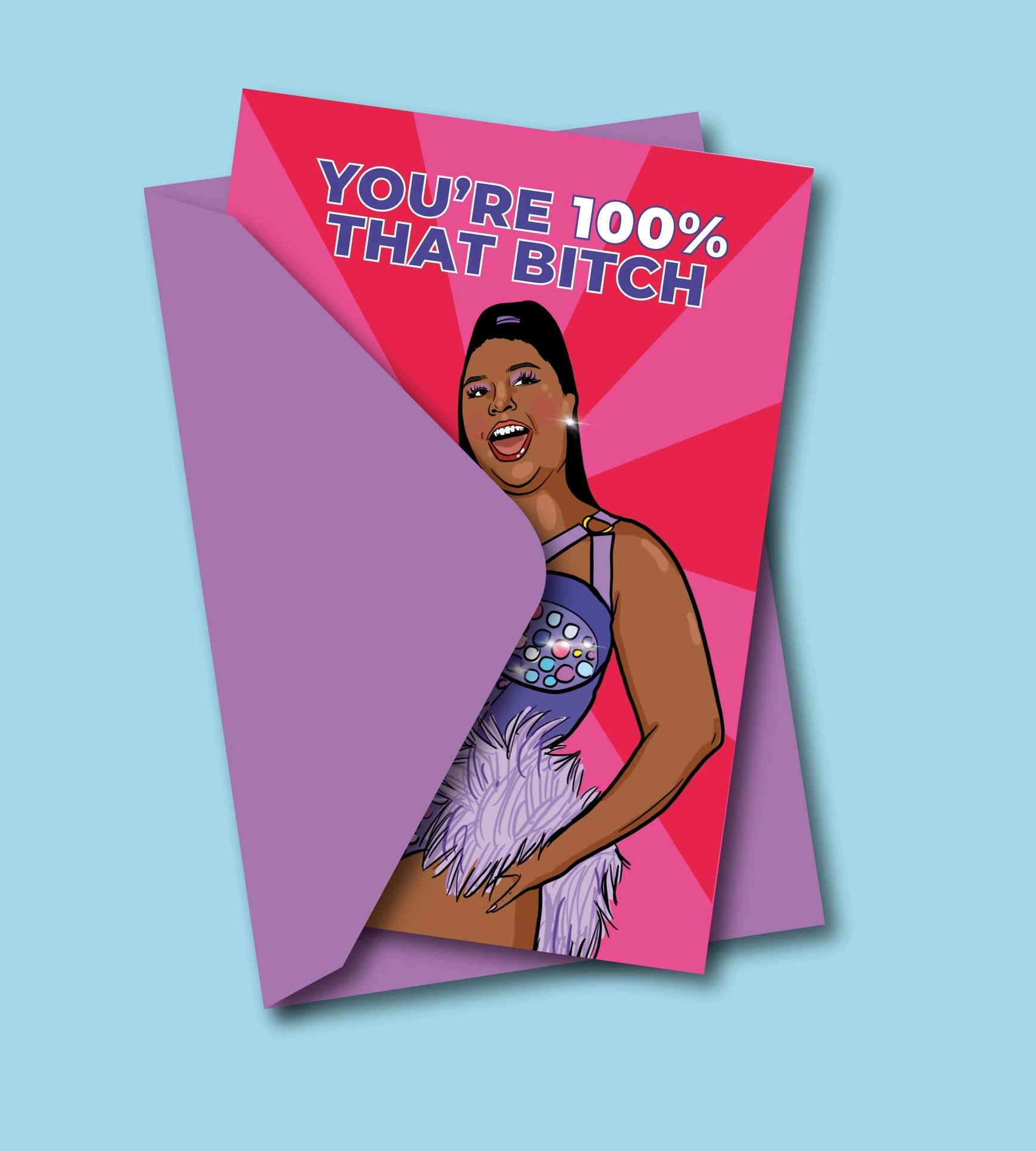 Tarjeta de felicitación 100% That Bitch de Lizzo - Plastic Books