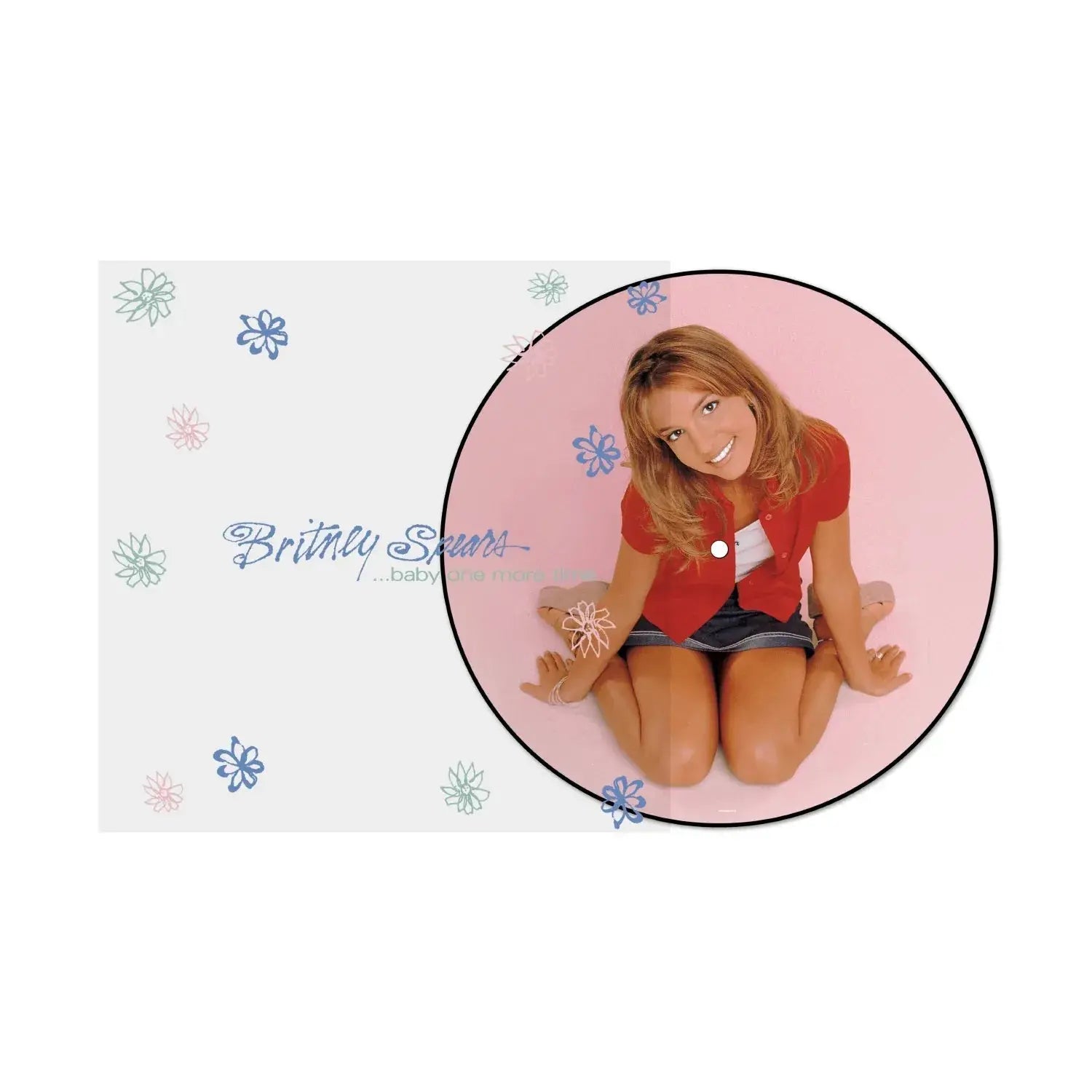 Picture disc of Britney Spears kneeling, with album title and flowers.