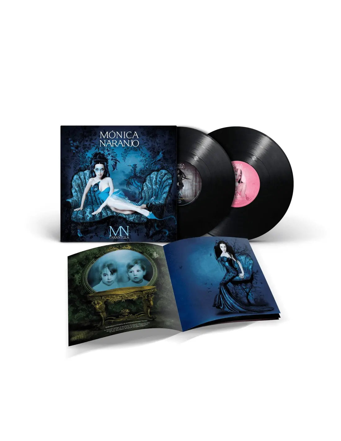 Doble vinilo de Mónica Naranjo – Tarántula con portada y libreto abiertos.