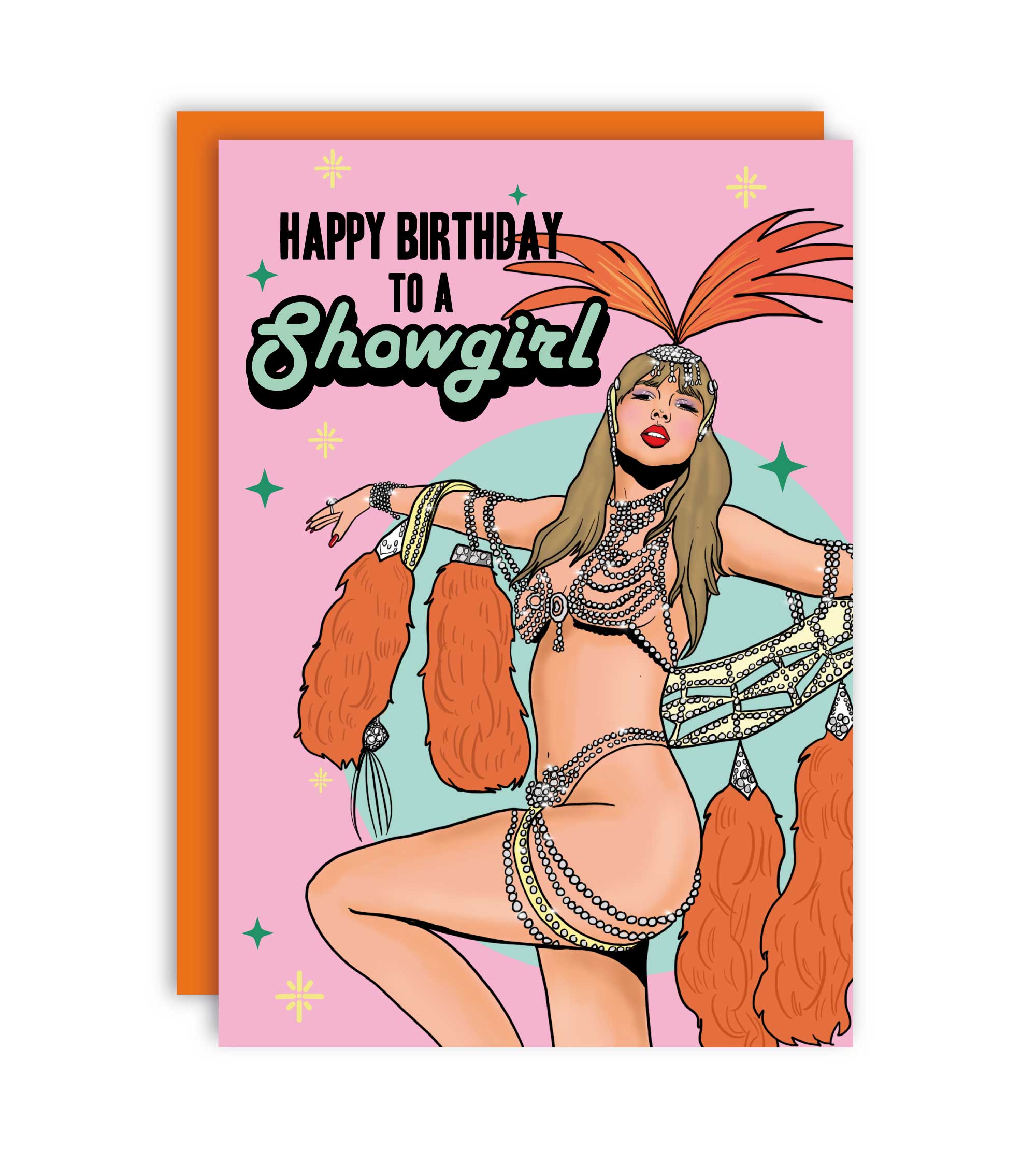 Tarjeta de felicitación de cumpleaños para una Showgirl inspirada en Taylor Swift